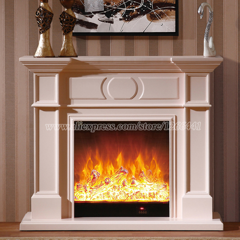 decorative chimney heating fireplace set W120cm wooden mantel plus electric fireplace insert burner LED optical artificial flame ► Photo 1/6