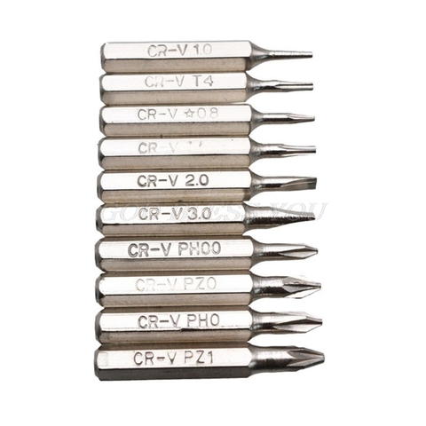 10pcs 28mm Magnetic CR-V Precision Screwdriver Bit Set PH00 PH0 Z1 Z0 3.0 2.0 1.0 T5 T4 0.8 Multifunctional Hex Torx Head Repair ► Photo 1/5