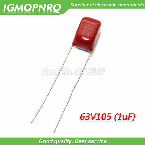 10PCS 63V105J  1UF Pitch 5MM 63V 105 1000nf 63V105J-P5 CBB Polypropylene film capacitor ► Photo 1/1