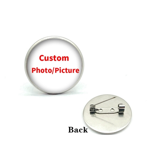 Handmade Custom Photo/Picture Badge Brooch Glass Cabochon Dome DIY Personalized Brooches Pins Silver Plated Accessories ► Photo 1/3