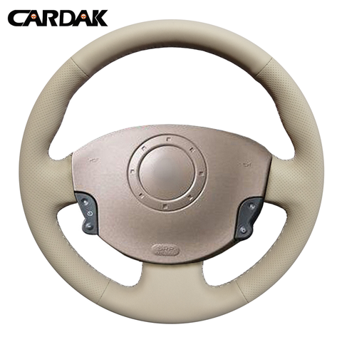 Beige Artificial Leather Hand-stitched Car Steering Wheel Cover for Renault Megane 2 2003-2008 Kangoo 2008 Scenic 2 2003-2009 ► Photo 1/5