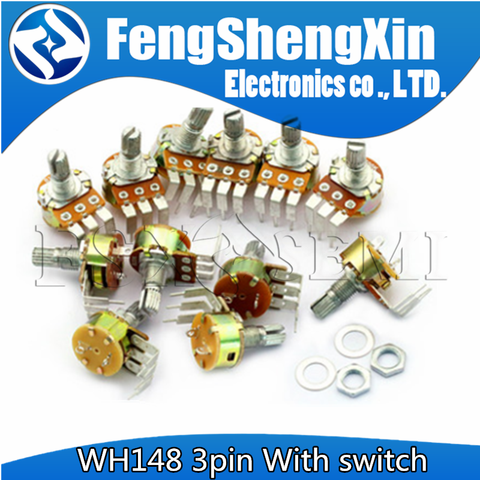 5pcs WH148 3pin With switch 15MM Bend foot 5K 10K 50K 100K 500K B5K B10K B100K B500K Potentiomete ► Photo 1/2