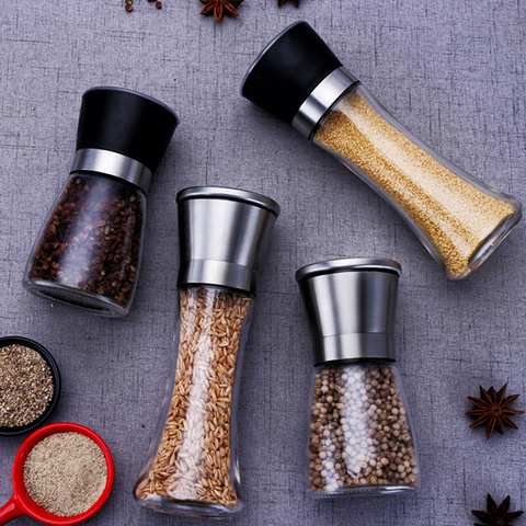 Stainless steel salt and pepper mill manual food herb grinders spice jar containers kitchen gadgets 2022 spice bottles glass ► Photo 1/6