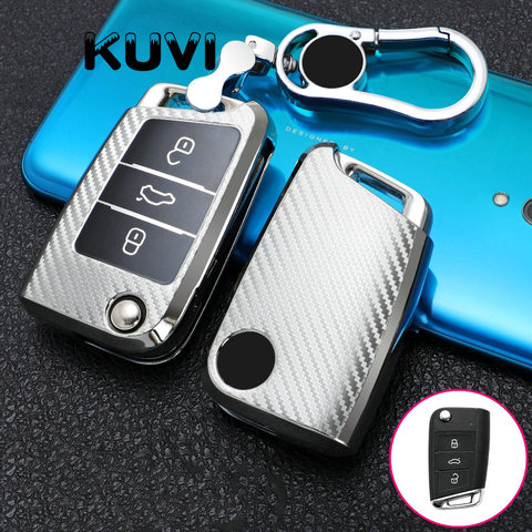 Tpu Carbon Filber Car Key Case Cover For VW Volkswagen Golf 7 MK7 Tiguan MK2 For SEAT Ateca Leon FR 2 Ibiza For Skoda Octavia A7 ► Photo 1/6