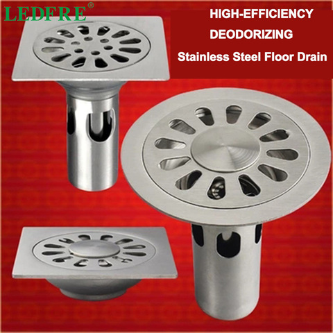 LEDFRE Stainless Steel shower floor drain garage floor shower sink stopper strainer bathtub drain kitchen sink drain siphon ► Photo 1/6