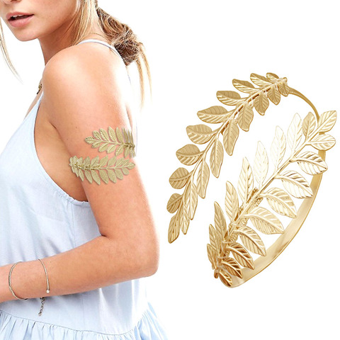 Gold Silver Plated Greek Roman Laurel Leaf Bracelet Armband Upper Arm Cuff Armlet Festival Bridal Belly Dance Jewelry ► Photo 1/6