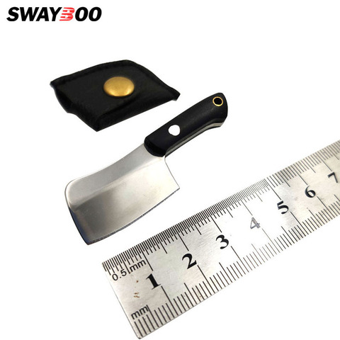 Swayboo Mini Fixed Blade Knife Stainless Steel Ebony Handle Pocket Knife Leather  Titanium Kitchen cutter key Knife Hand Tool ► Photo 1/6