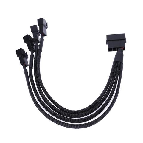 Black Sleeved 4pin IDE Molex to 4-Port 3Pin/4Pin Power Supply Plug Cooler Cooling Fan Splitter Power Cable Wire for PC Computer ► Photo 1/6