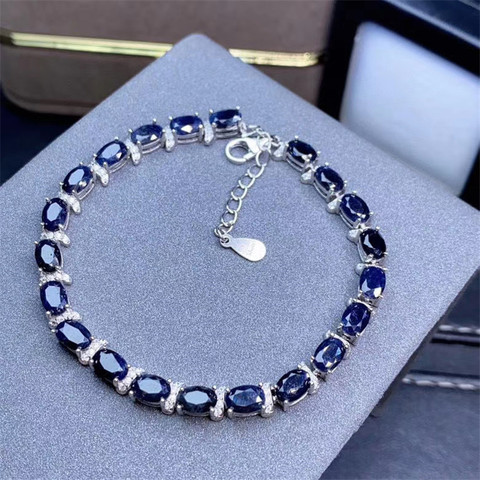Luxurious Natural  Sapphire Bracelet 2 Ct Natural Blue Sapphire Gemstone Bracelet Solid 925 Sterling Silver Bracelet ► Photo 1/4
