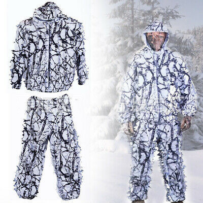 Sniper CS Bionic Camouflage Suit Men 3D Maple Leaf Ghillie Suits Winter White Snow Hunting Clothes Invisible Camo Full Set ► Photo 1/5