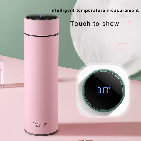 Customized stainless steel thermos bottle intelligent Water Cup LCD Touch Screen display temperature Thermos Bottle Office Home ► Photo 1/6