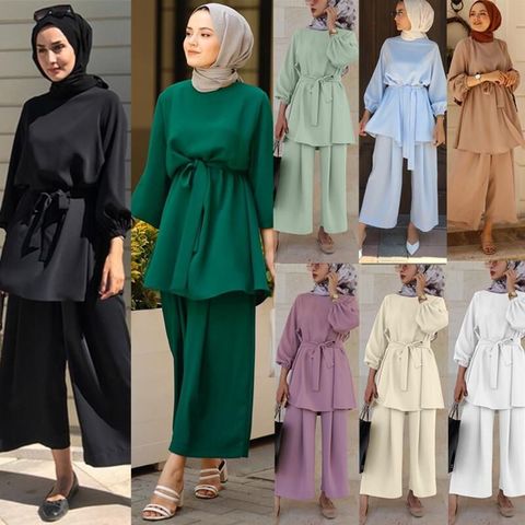 Eid Mubarek Abaya Turkey Hijab Two-piece Muslim Sets Dress Caftan Kaftans Islamic Clothing Abayas For Women Musulman Ensembles ► Photo 1/6