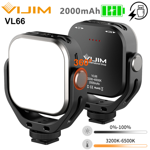 Ulanzi Vijim VL66 Adjustable LED Video Light with 360 Rotation Mount Bracket Rechargable DSLR SLR Mobile Portable Fill Light ► Photo 1/6
