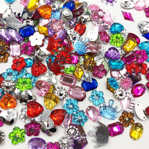 100pcs Mix style Rhinestones Flat Back Acrylic Gems Crystal Stones Sewing Beads T01 ► Photo 1/1