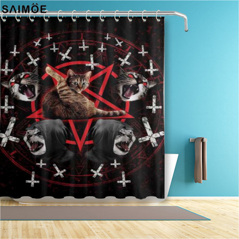 Satanic Cat Pentagram, Black History Shower Curtain