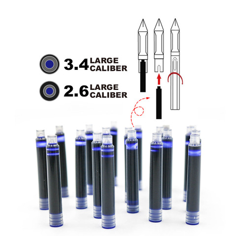 10pcs 2.6 / 3.4  Black Universal Fountain Pen Ink Cartridges pen refill ► Photo 1/6