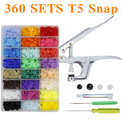 T5 Plastic And Metal Snap Buttons With Snaps Pliers Set,Colorful
