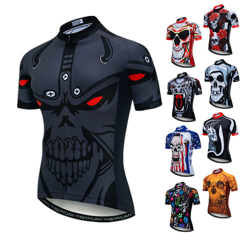 Weimostar Skull Cycling Jersey Men Pro Team Bike Jersey mtb Bicycle Shirt Breathable Cycling Clothing Road Bicycle Wear Clothes ► Photo 1/6