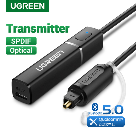 UGREEN Bluetooth Transmitter 5.0 Wireless Audio Music APTX LL Low Latency 3.5mm Aux Jack Digital Optical For Headphone Adapter ► Photo 1/6