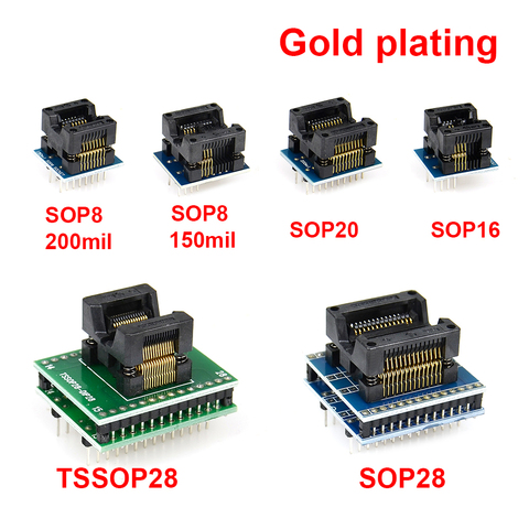 6PCS Adapters Socket Kit SOP28+SOP20+SOP16+SOP8150mil/200mil+TSSOP48 Adapter for TL866CS TL866A TL866Il PLUS RT809H Programmer ► Photo 1/6