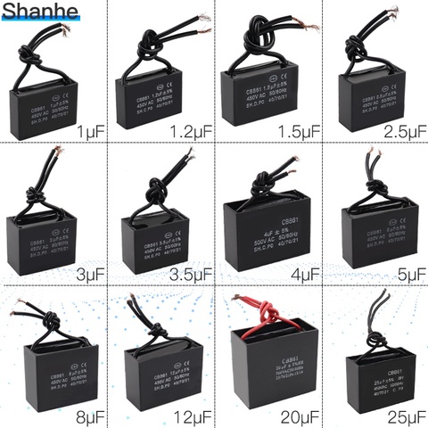 Fan start capacitance CBB61 1UF 1.2UF 1.5UF 2UF 3UF 4UF 5UF 8UF 10UF 12UF 20UF 25UF ► Photo 1/6