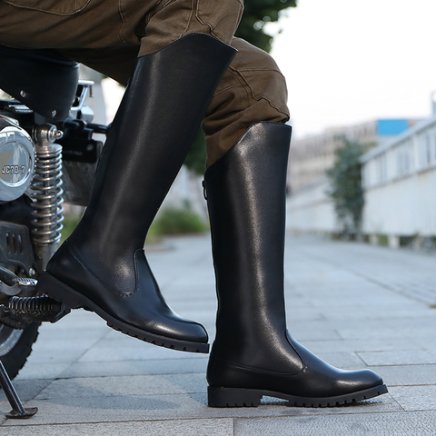 Korean designer men fashion motorcycle boots cow leather shoes outdoor riding boot big size warm fur winter high botas hombre ► Photo 1/4