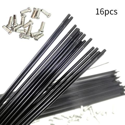 16Pcs bike high quality bicycle high-carbon steel spokes and nipples/251/253/255/257/259/261/263/265/267/269 mm knitting needle ► Photo 1/6