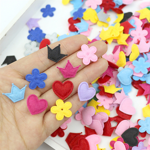 100Pcs Felt cloth Stars/heart/crown Padded Patch Appliques DIY Craft Supplie Kids Basteln Hair Accessories Artesanato Materials ► Photo 1/6