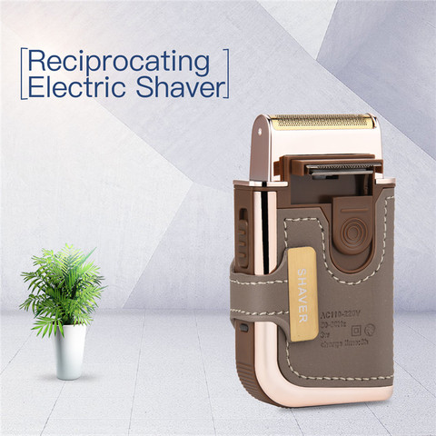 Portable Vintage Leather Electric Shaver Rechargeable Beard Trimmer Men Shaving Machine Electric Razor with Sideburns Trimmer 0 ► Photo 1/6