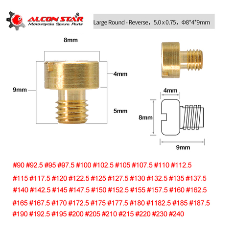 Alonctar- 10 PCS Large Round Main Jet Kit Set For Mikuni Carburetor #90 - #240 N100.604 RS34 36 38 40 TM33 36 40 VM16 VM29 VM33 ► Photo 1/6