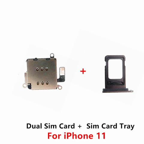 For iPhone 11 Original Dual Sim Card Reader connector Ribbon Flex Cable Sim Card Tray Slot Holder Replacement Repair Parts ► Photo 1/2