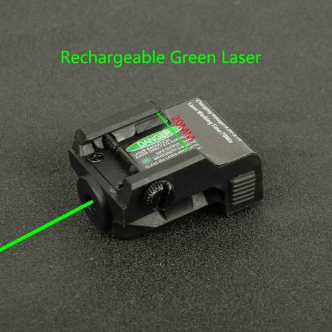 Tactical Military Rechargeable Pistol Mini Green Laser Sight for Glock Colt 1911 Airgun Rifle Handgun Fit 20mm Rai Mount ► Photo 1/6