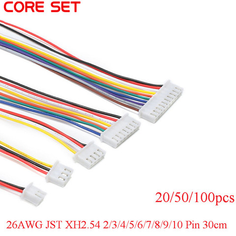 100/50/20pcs/lot 26AWG JST XH2.54 2/3/4/5/6/7/8/9/10 Pin XH-2.54 Pitch 2.54mm Connector Plug With Wire Cable 30cm Length ► Photo 1/5
