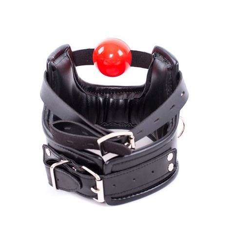 Leather Ball Open Mouth Gag with Full Head Harness Belt Roleplay Face Muzzle Gag Adult Sex Toys For Couple ► Photo 1/6