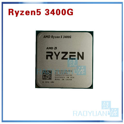 AMD Ryzen 5 3400G R5 3400G 3.7 GHz Quad-Core Eight-Thread 65W CPU Processor YD3400C5M4MFH Socket AM4 ► Photo 1/1