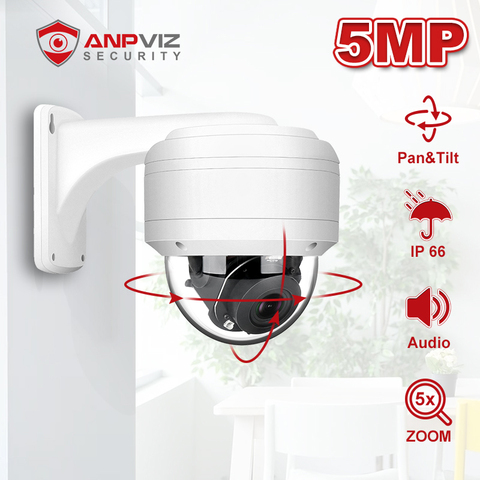 Anpviz 5MP Dome POE PTZ IP Camera Outdoor 5X Optical Zoom 2.7-13.5mm with Audio Home/Outdoor Weatherproof IR 35m Onvif H.265 P2P ► Photo 1/6