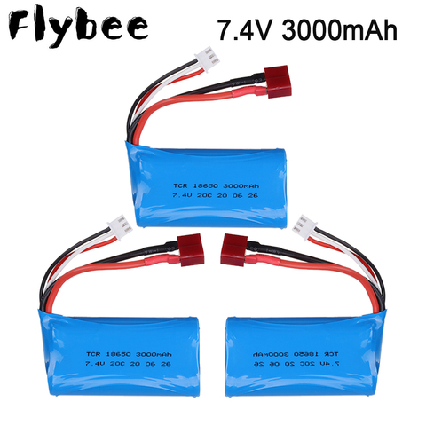 7.4V lipo Battery 18650 3000MAH and 7.4v charger set  for Q46 Wltoys 10428 12428 12429 12423 A969-B RC Car Parts 7.4 V 3000 mah ► Photo 1/6