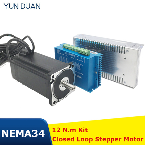 Nema 34 12Nm Closed Loop Stepper Motor Driver & 400W 60V DC Power Supply Hybrid Encoder Easy Step Servo Kits  DC DSP 86MM MOTOR ► Photo 1/6