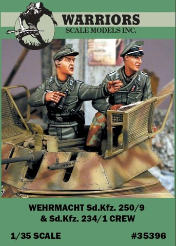 1/35 WWII German Wehrmacht Sd.Kfz.250/9 & Sd.Kfz.234/1 Crew (2 Resin Figures/Set,no tank) Warriors #35396 Unassembled Uncolored ► Photo 1/2