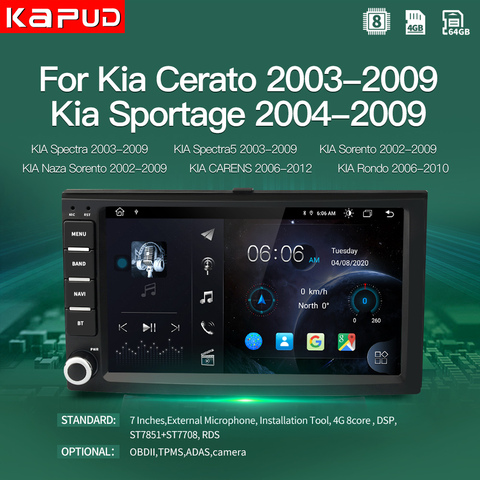 Kapud Android 7'' Car Radio Multimedia Video Player Navigation GPS For Kia Cerato/Sportage/Forte/Spectra/Morning/VQ/Sedona SWC ► Photo 1/6