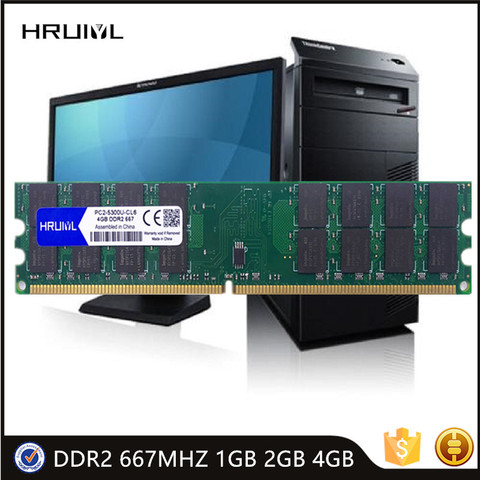 HRUIYL Desktop RAM DDR2 PC2-5300U CL6 240 Pin 1.8V Memory New Compatible Intel AMD Computer 667MHZ 1GB 2GB 4GB Long DIMM DDR 2 ► Photo 1/6