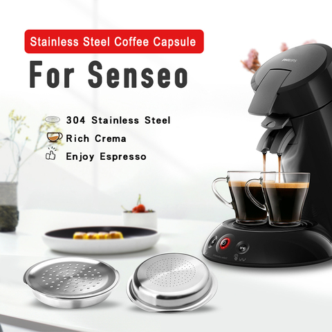 Recafimil Reusable Coffee Capsule for Senseo Crema Pod Refillable Filters Stainless Steel Coffee Machine Cup with Tamper ► Photo 1/6