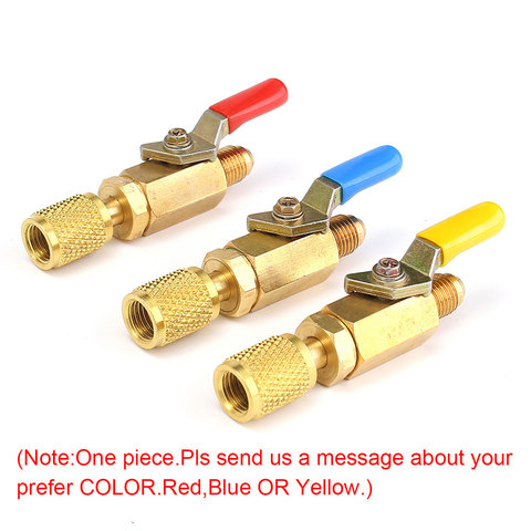 1Pcs/Set Air Hose Straight Ball Valve Brass Ball Valve Connector for Air Conditioner Refrigeration Installation R410A R134A ► Photo 1/6