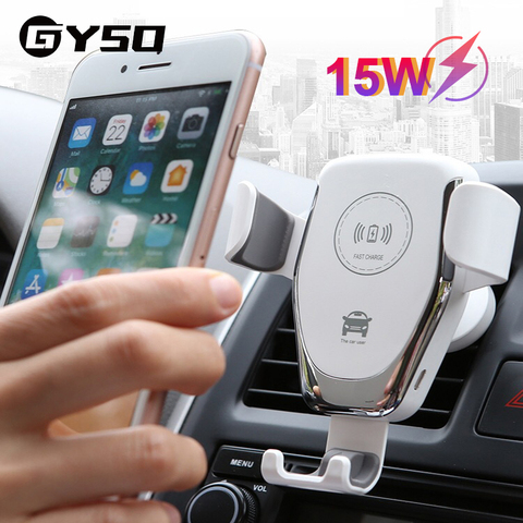 GYSO 15W Fast Qi Car Wireless Charger For iPhone XS Max XR X SE 2022 Samsung S10 S9 Wireless Charging Phone Car Holder Chargers ► Photo 1/6