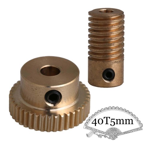 0.5 Modulus 40 Teeth Brass Worm Gear Wheel & 5mm Hole Dia Worm Gear Shaft Kits 1:40 Reduction Ratio with Screw ► Photo 1/3