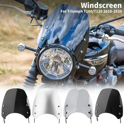 Motorcycle Flyscreen Windshield Windscreen Wind Deflector for 2016 2017 2022 Triumph Bonneville T100 T120 Accessories ► Photo 1/6