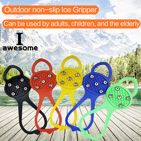 5 Teeth Ice Gripper 5 Color For Shoes Women Men Crampons Ice Gripper Spike Grips Cleats For Snow Studs Non-Slip Climbing Hiking ► Photo 1/1