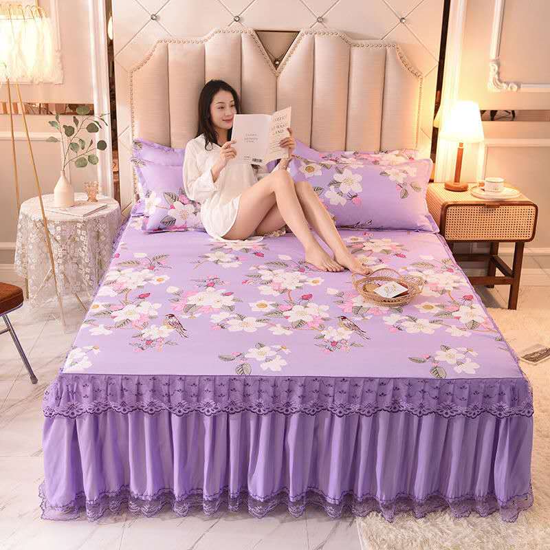 Pure Cotton Double Bed Sheet Ruffled, 100 Pure Cotton Bedsheet King Size