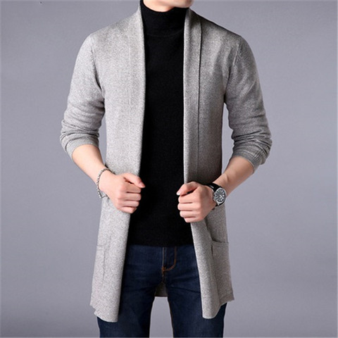 Sweater Coats Men New Fashion 2022 Autumn Men's Slim Long Solid Color Knitted Jacket Fashion Men's Casual Sweater Cardigan Coats ► Photo 1/6
