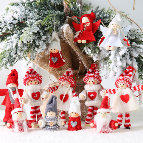 2pcs Christmas Ornament doll Xmas tree Decor hanging Angel/Snowman Dolls Decorations for Home 2022 New Year Party Kids Gift noel ► Photo 1/6